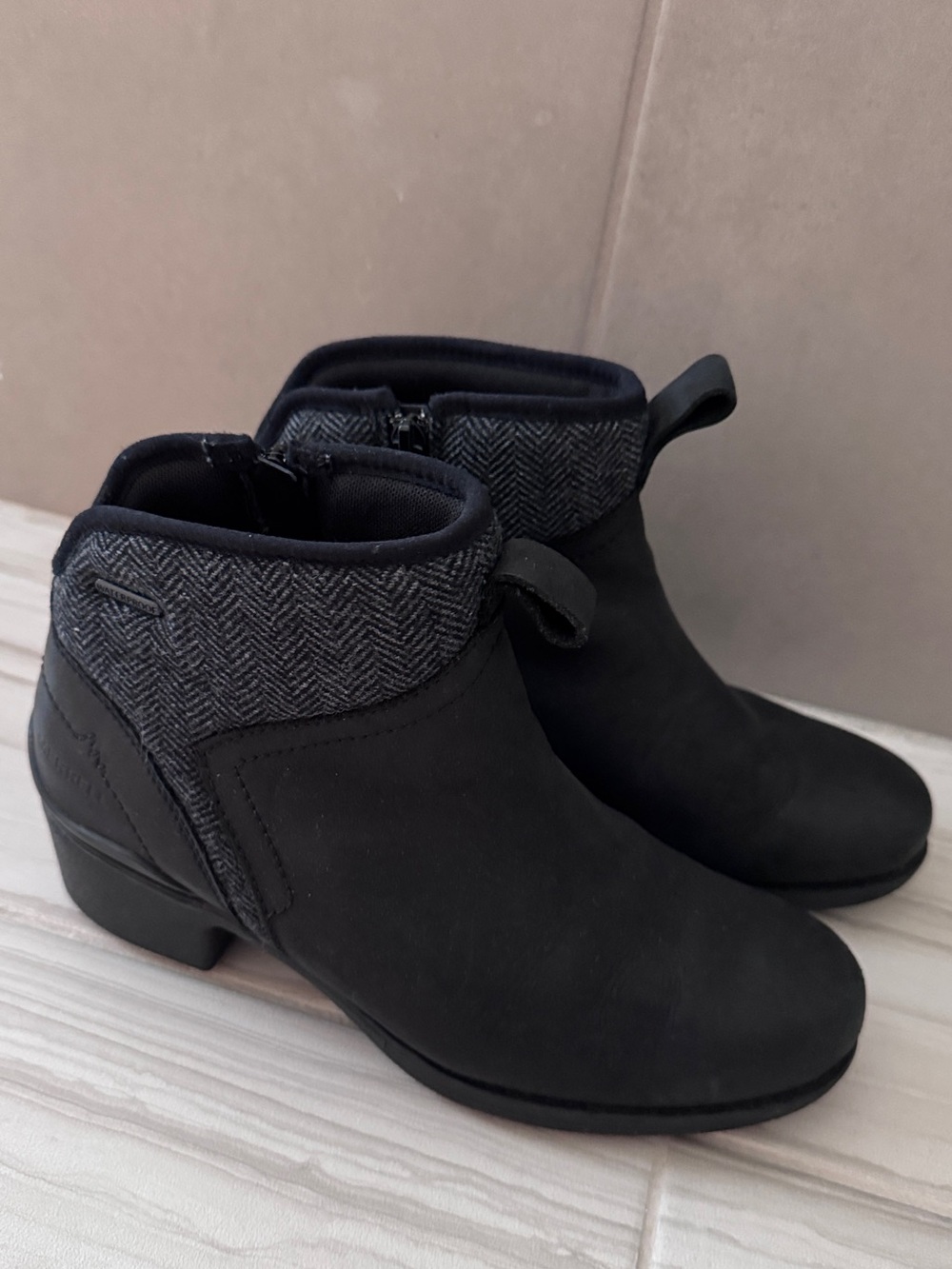 Merrell Black Ankle Boot with Herringbone Cuff